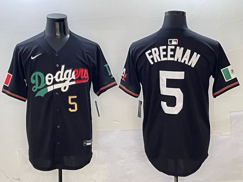 Men Los Angeles Dodgers 5 Freeman Black Mexico Nike 2025 MLB Jersey style 4
